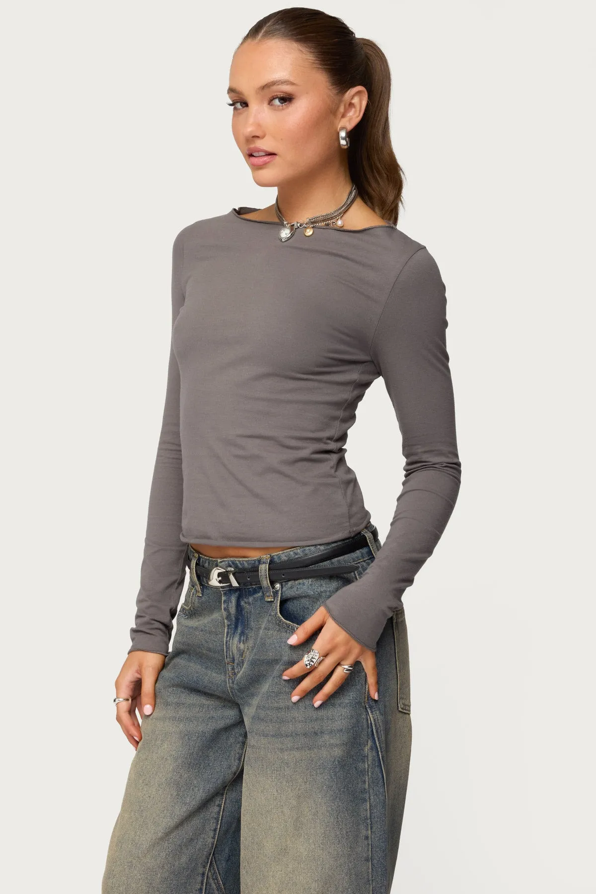 Nico Boat Neck Top sold by Edikted product image thumbnail 3
