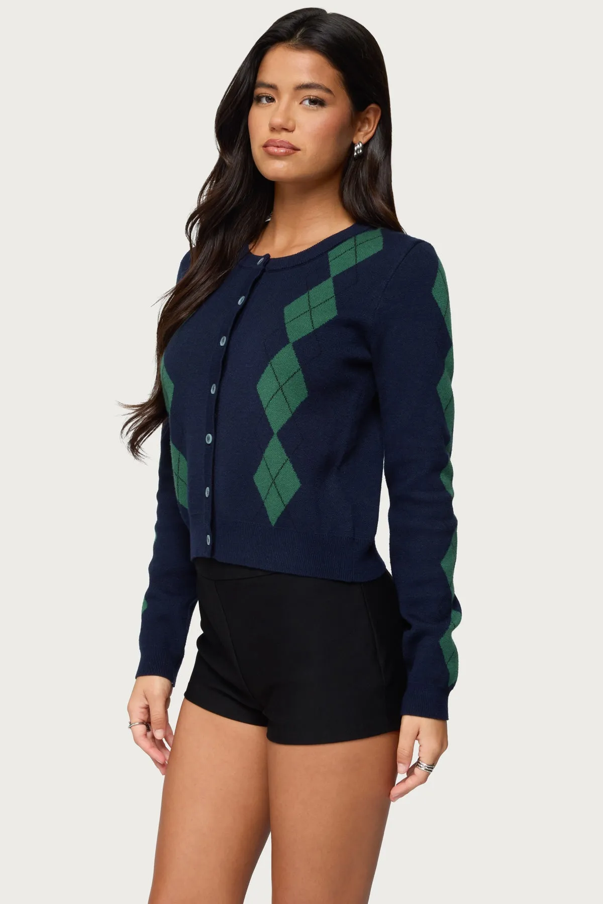 Farren Argyle Cardigan sold by Edikted product image thumbnail 3
