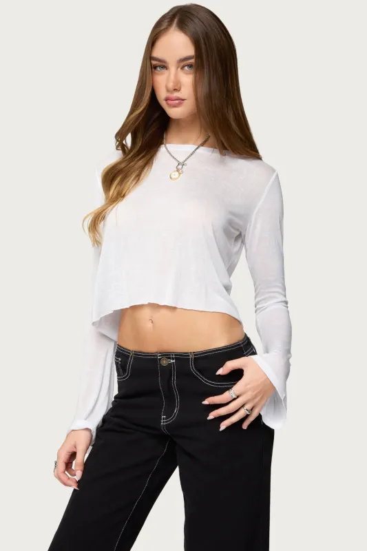 Catalena Long Sleeve Sheer Top sold by Edikted