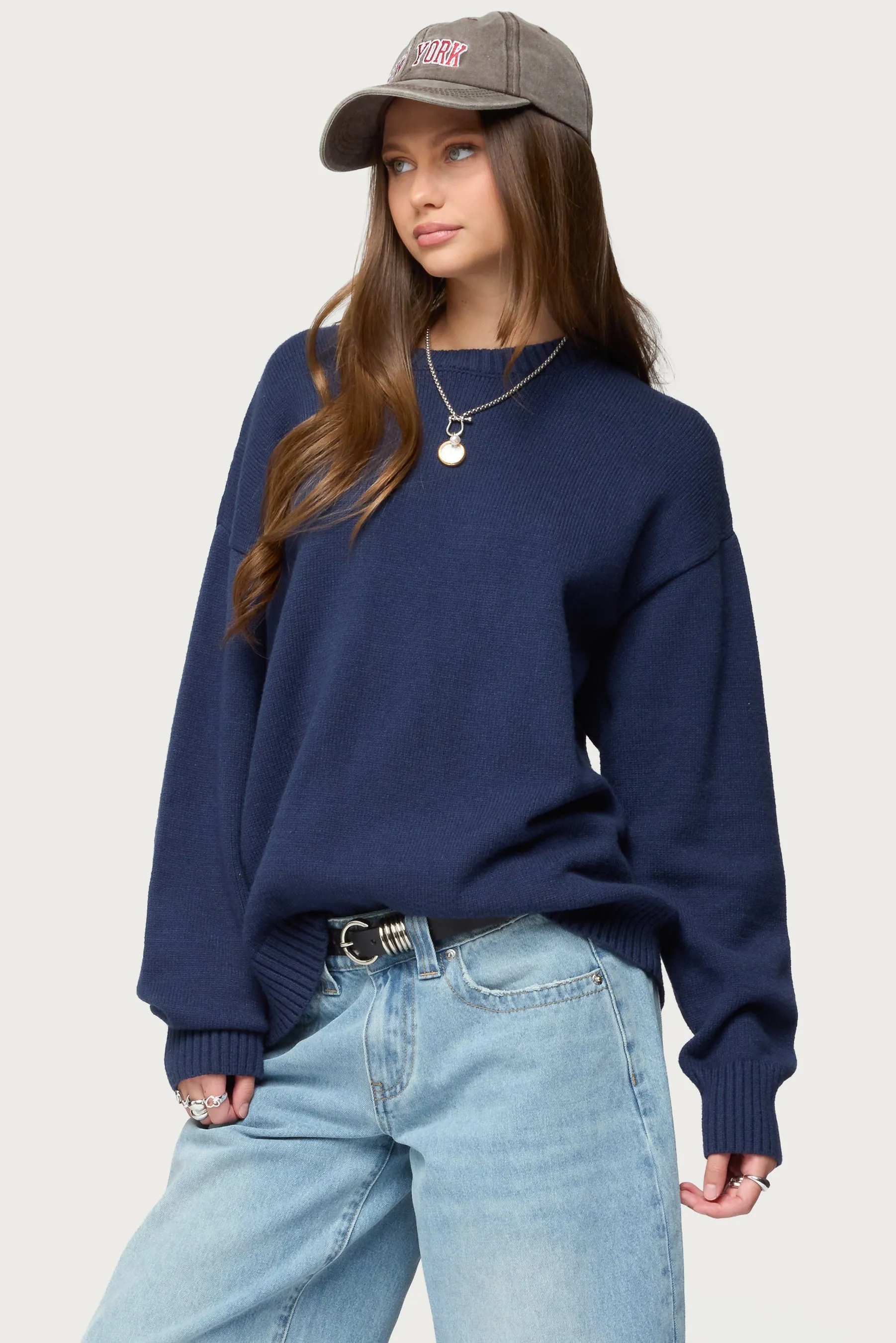 Priscila Oversized Crewneck Sweater sold by Edikted product image thumbnail 3