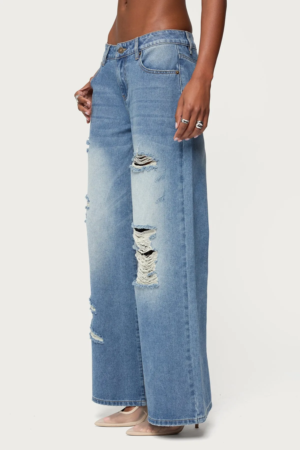 Frye Distressed Low Rise Baggy Jeans sold by Edikted product image thumbnail 4