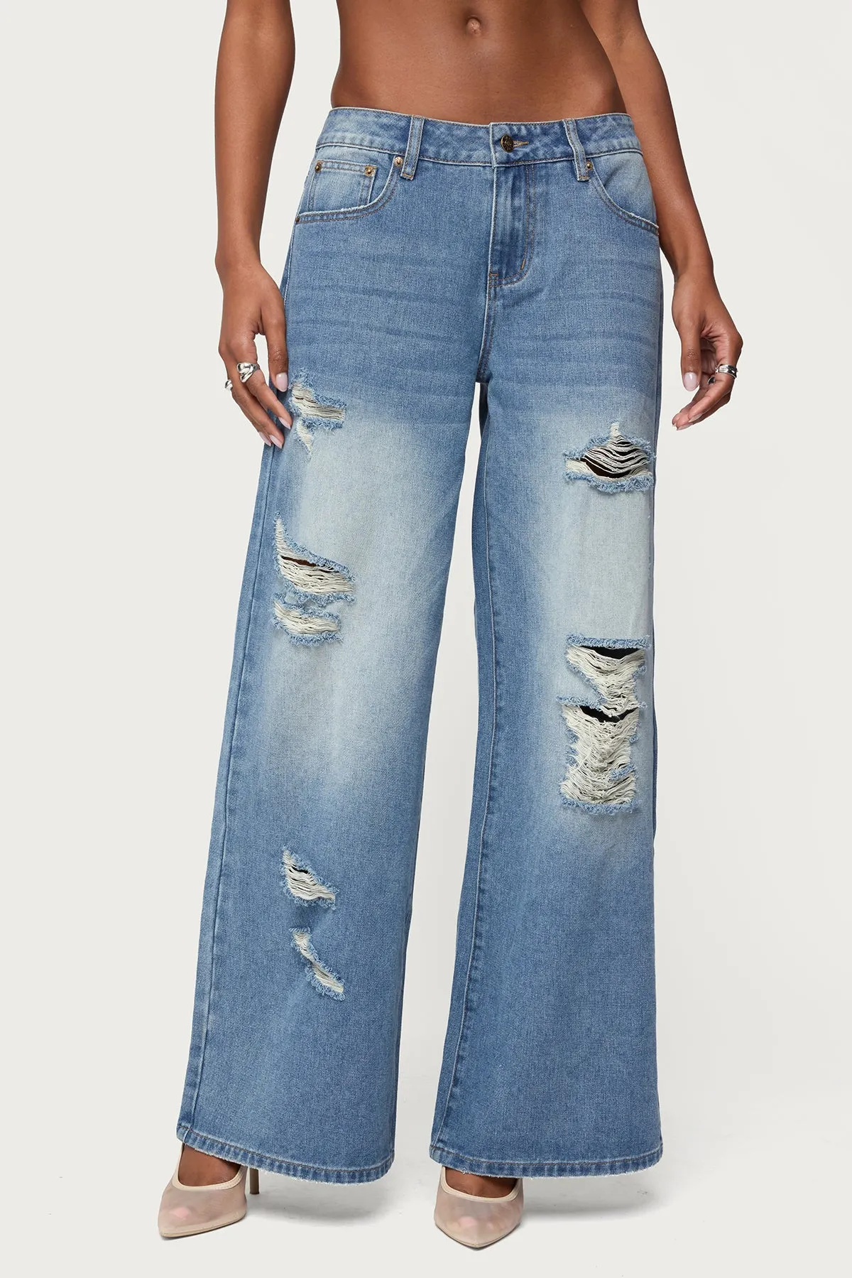 Frye Distressed Low Rise Baggy Jeans sold by Edikted product image thumbnail 2