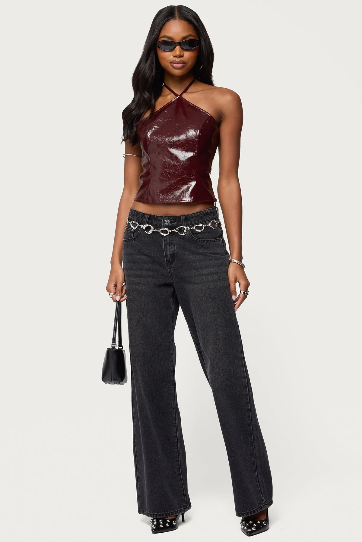 Hailie Faux Leather Halter Top sold by Edikted product image thumbnail 2