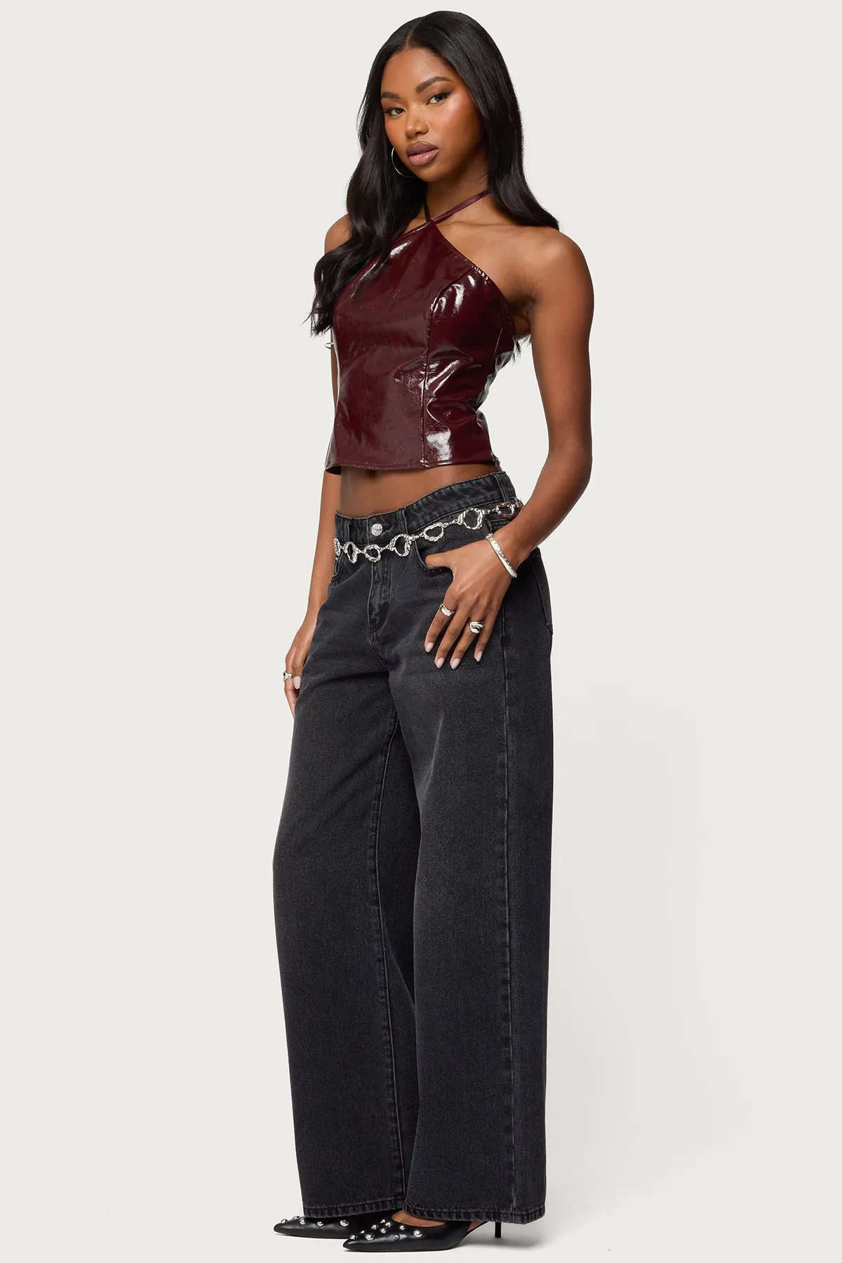 Hailie Faux Leather Halter Top sold by Edikted product image thumbnail 4