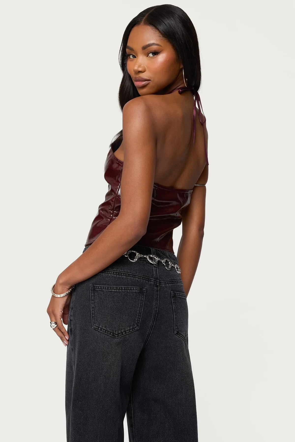 Hailie Faux Leather Halter Top sold by Edikted product image thumbnail 5
