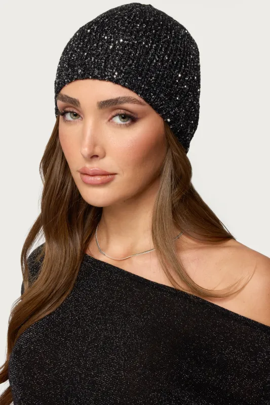 Sequin Knit Beanie sold by Edikted