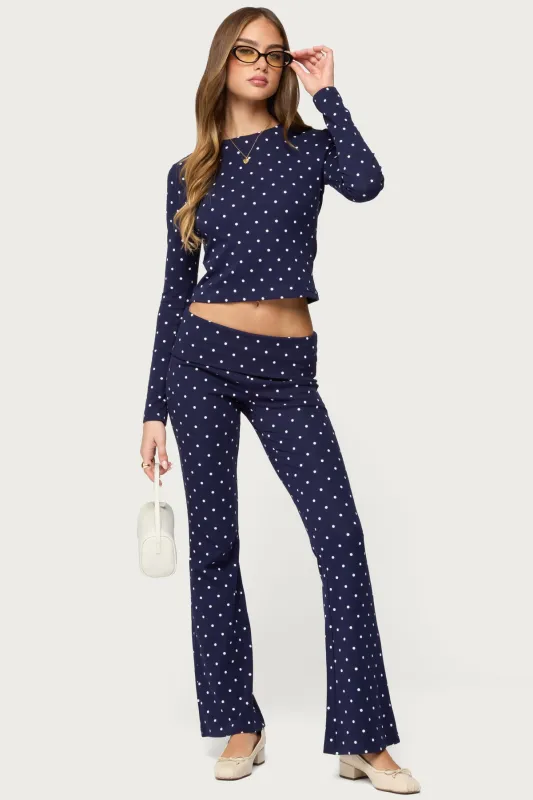 Daliya Polka Dot Fold Over Pants sold by Edikted