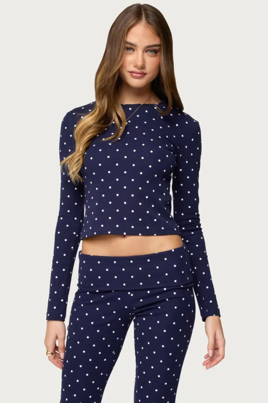 Daliya Polka Dot Long Sleeve Top sold by Edikted