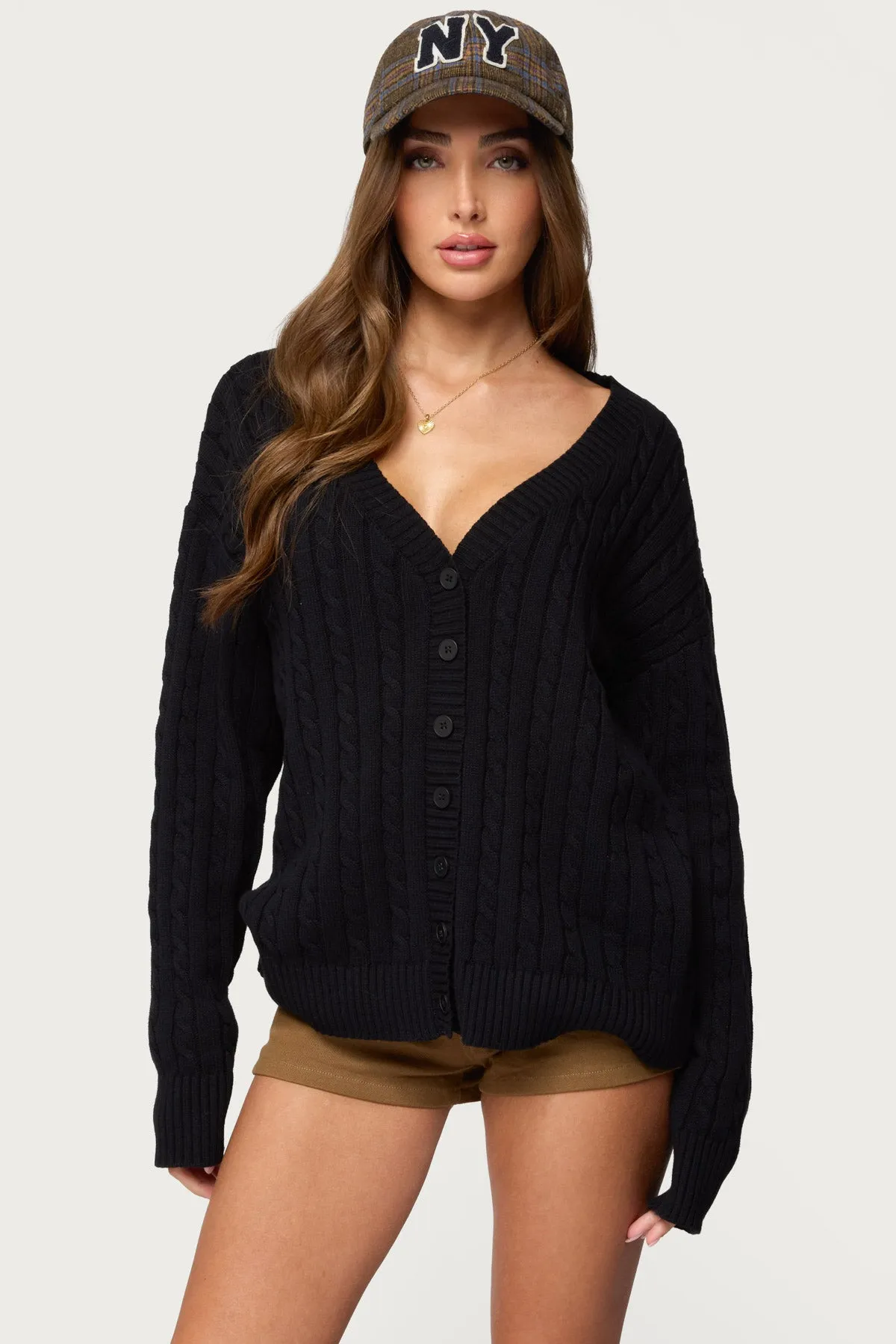 Francine Oversized V Neck Cardigan sold by Edikted