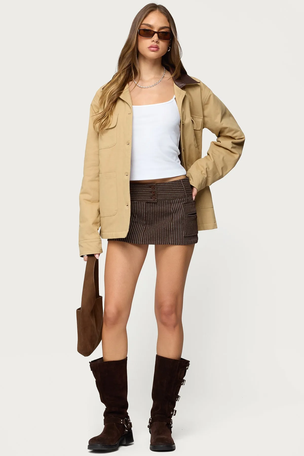 Lorna Pinstripe Mini Skort sold by Edikted