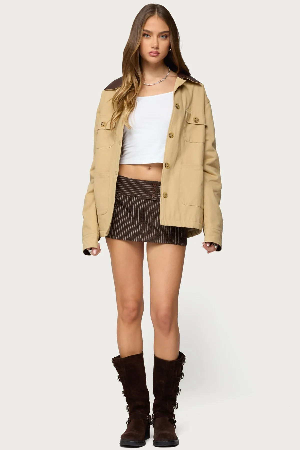 Lorna Pinstripe Mini Skort sold by Edikted product image thumbnail 5