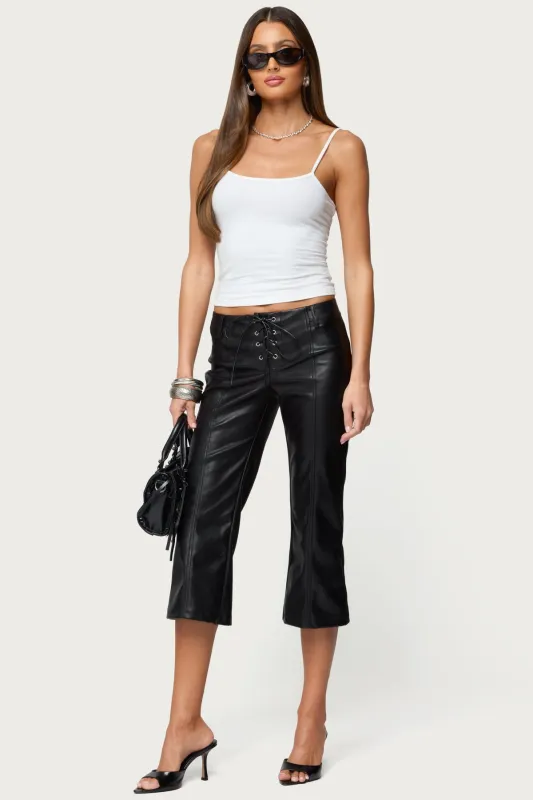 Lexy Faux Leather Flared Capri Pants sold by Edikted