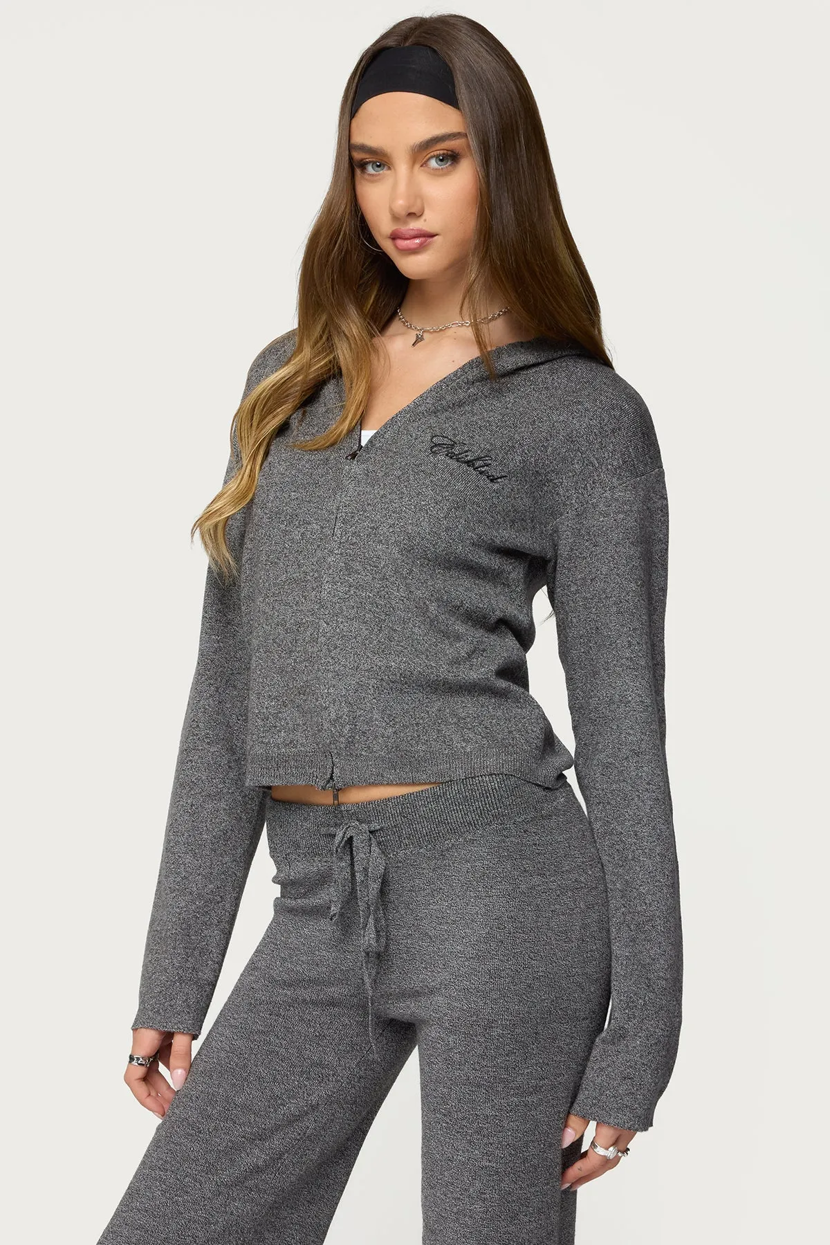 Ayah Knit Zip Up Hoodie sold by Edikted product image thumbnail 3