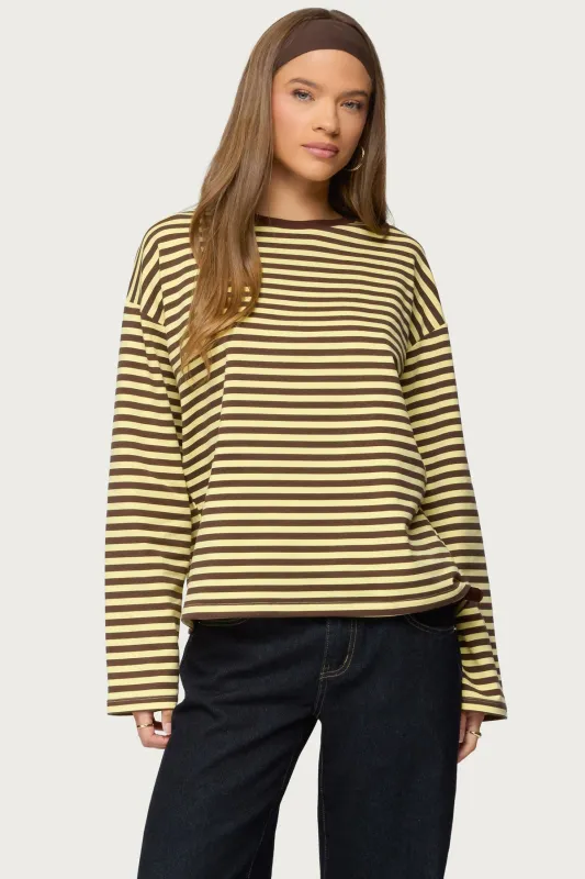 Jodie Oversized Striped Long Sleeve Top sold by Edikted