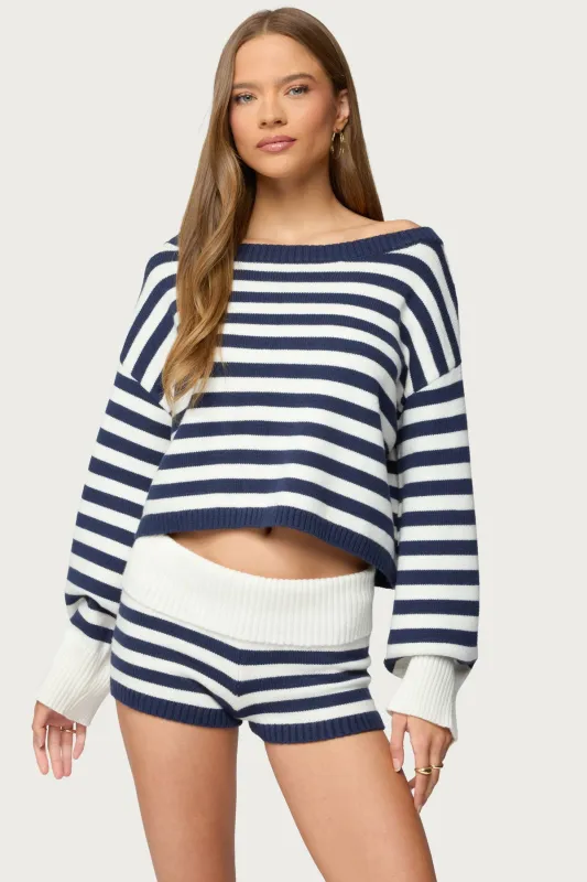 Saphi Striped Oversized Knit Sweater sold by Edikted