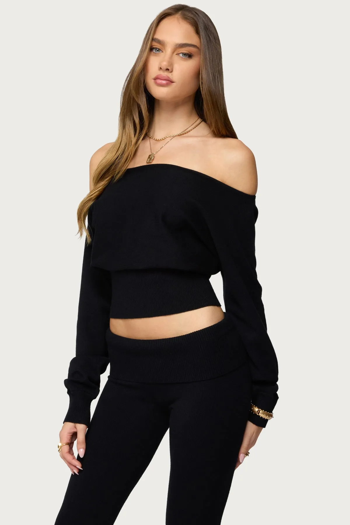 Skyla Off Shoulder Knit Sweater sold by Edikted product image thumbnail 3