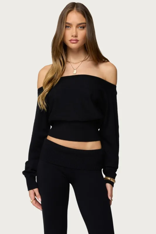 Skyla Off Shoulder Knit Sweater made by Edikted