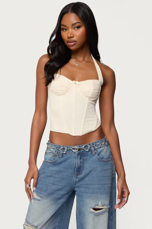 Abigail Ruched Halter Corset sold by Edikted