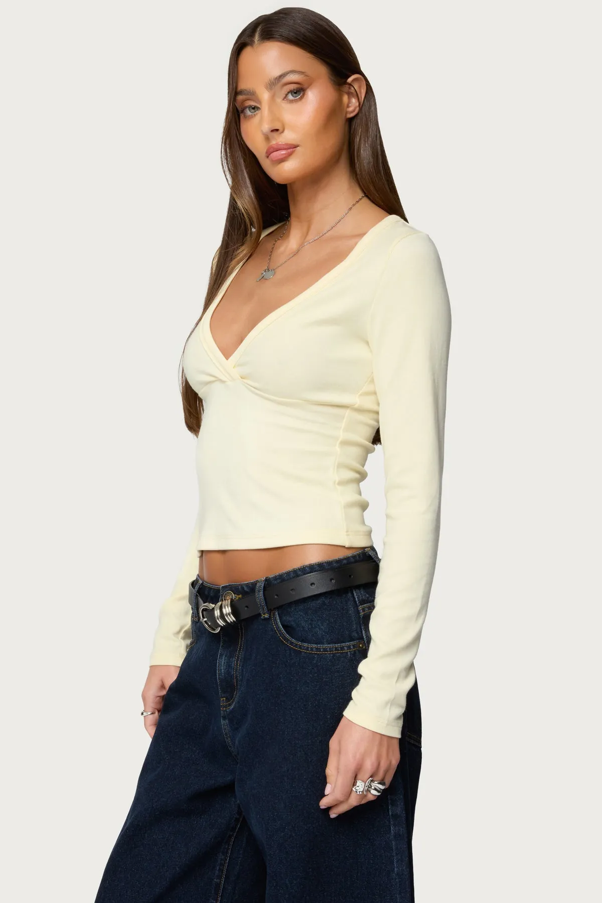 Doron V Neck Long Sleeve Top sold by Edikted product image thumbnail 3