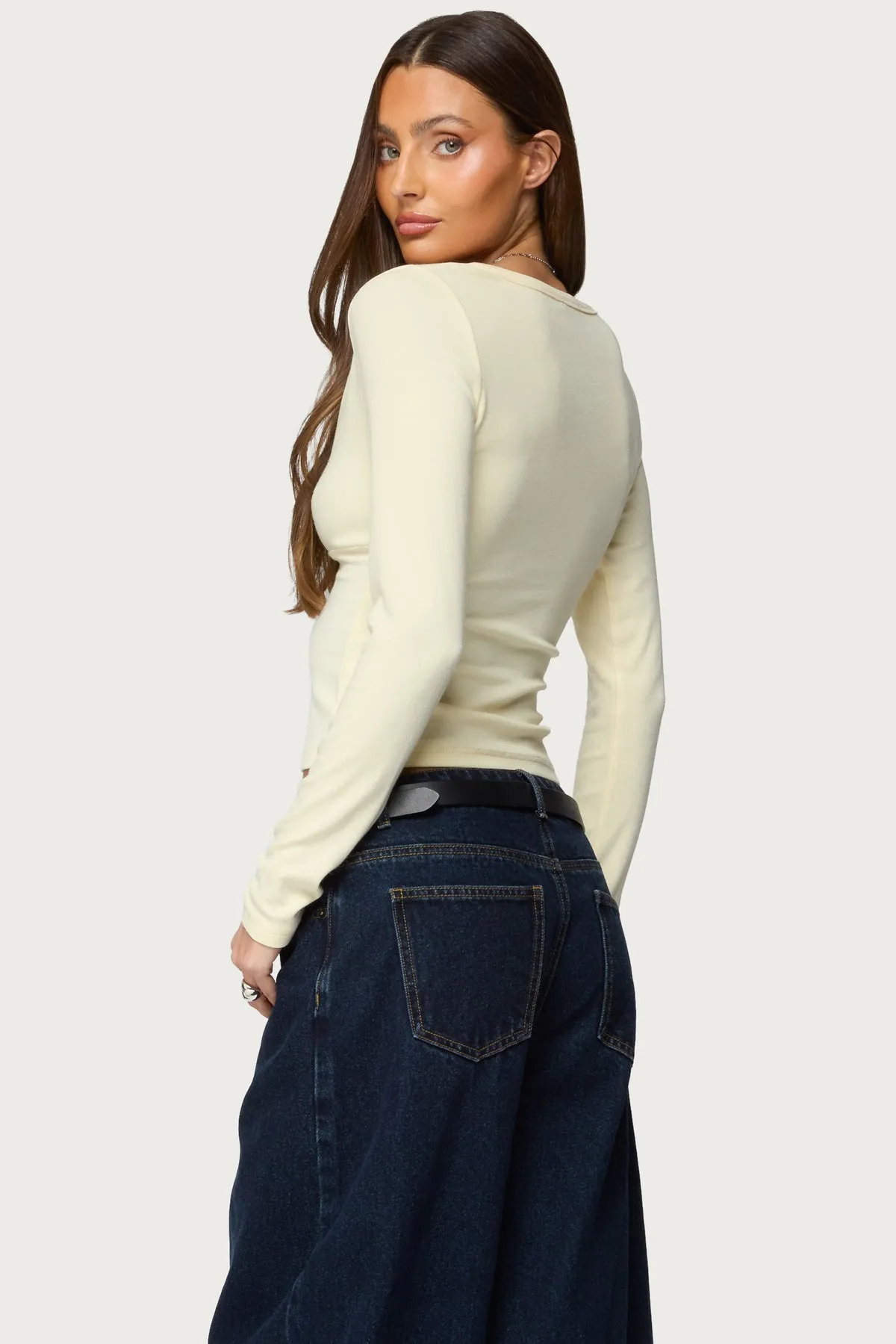 Doron V Neck Long Sleeve Top sold by Edikted product image thumbnail 5