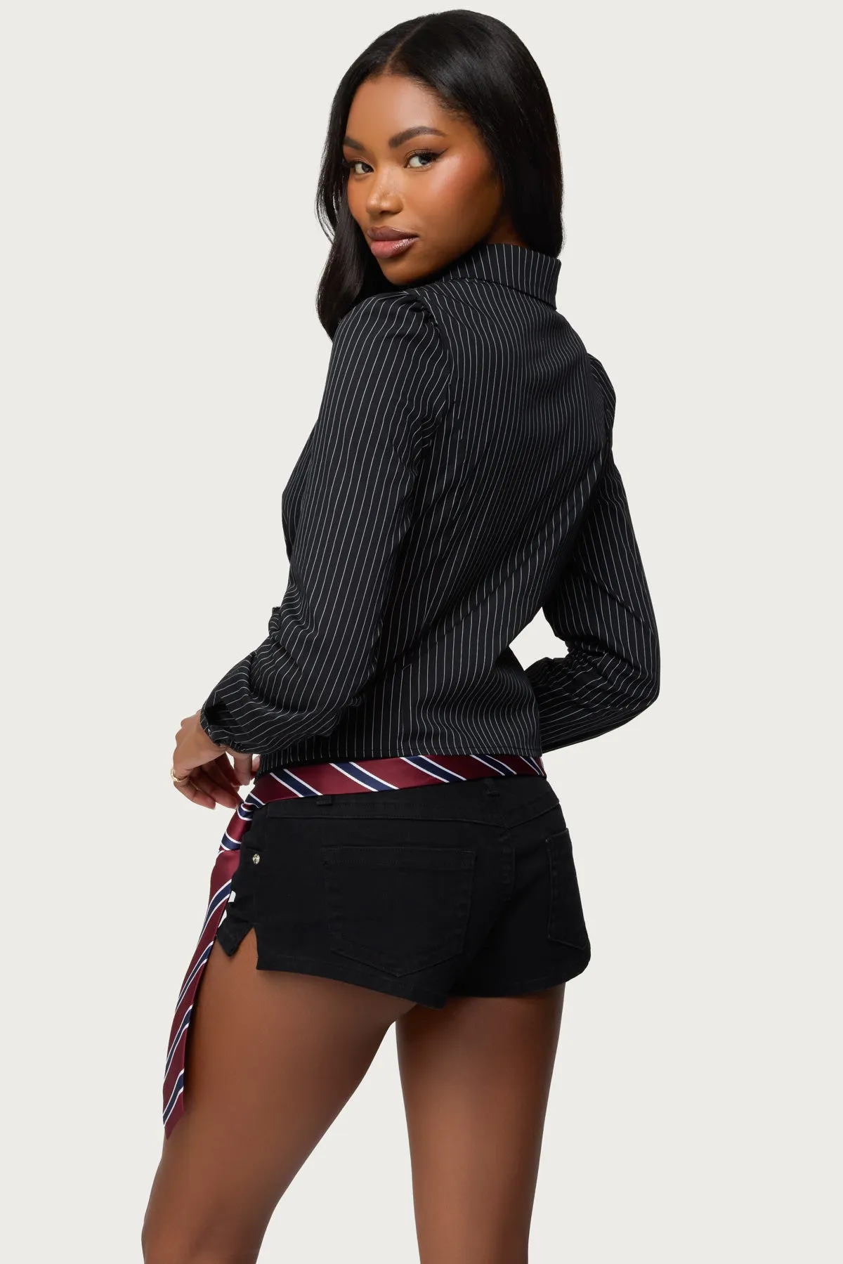 Tailored Pinstripe Button Up Shirt sold by Edikted product image thumbnail 5