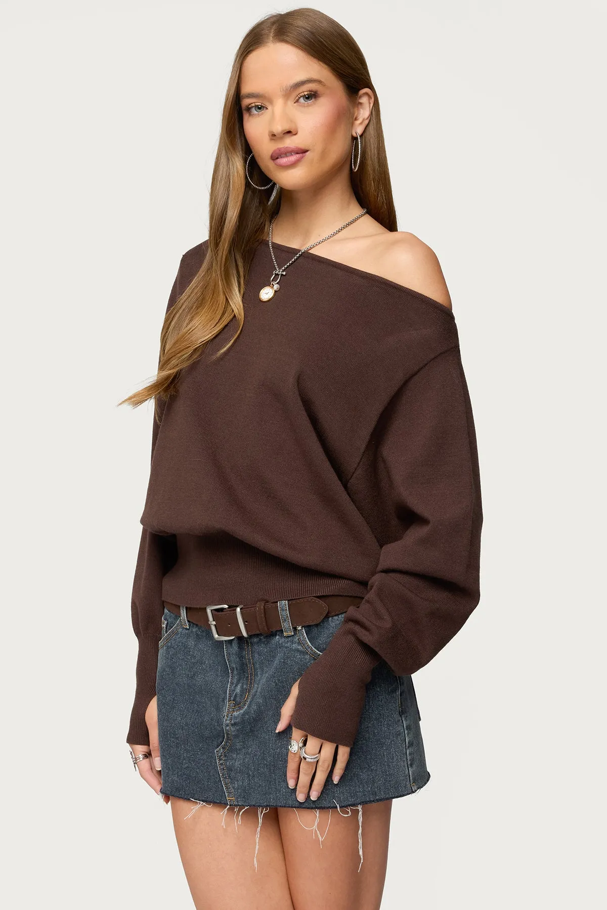 Off Shoulder Oversized Sweater sold by Edikted product image thumbnail 3