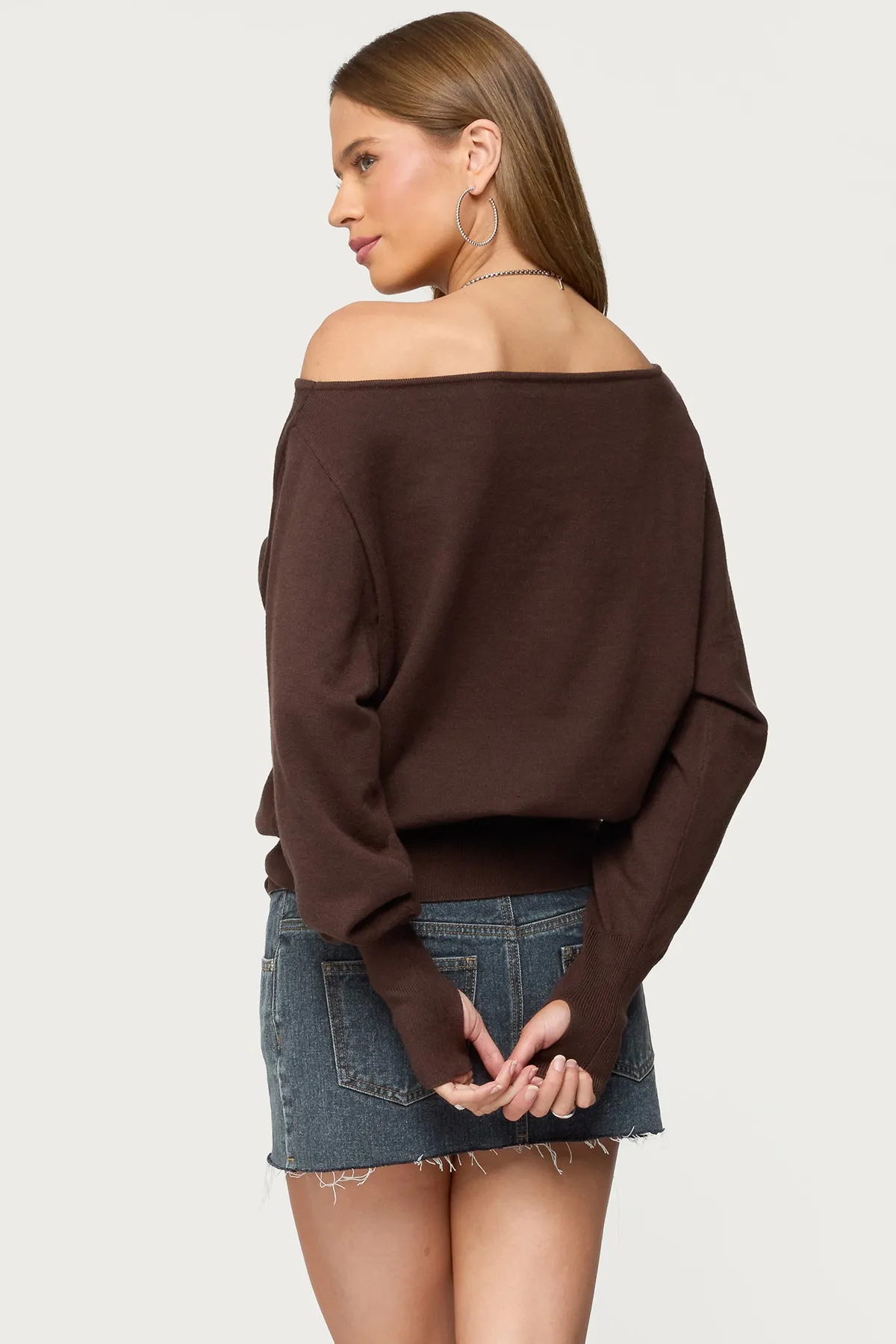 Off Shoulder Oversized Sweater sold by Edikted product image thumbnail 5