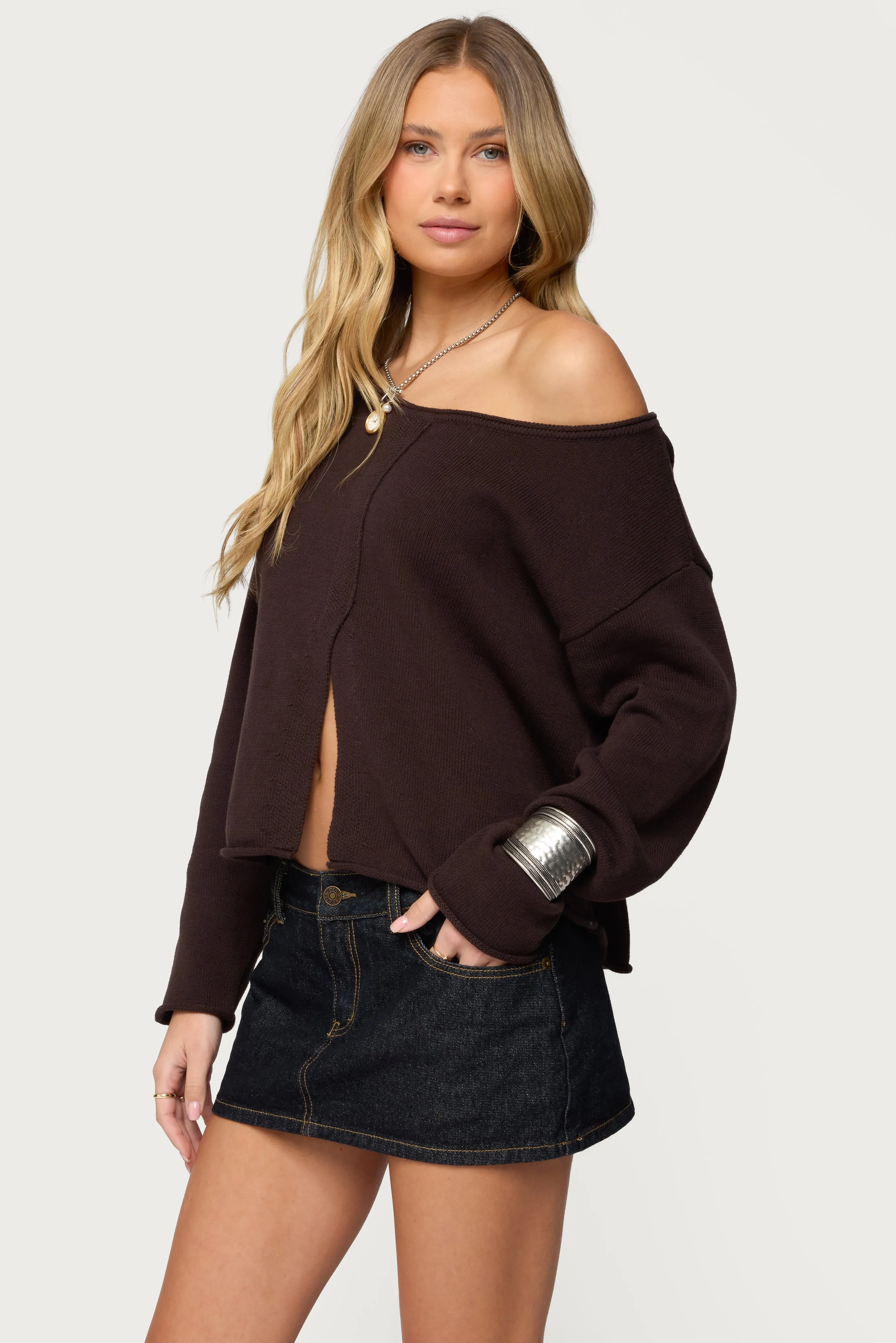 Moyra Off Shoulder Knit Top sold by Edikted product image thumbnail 3