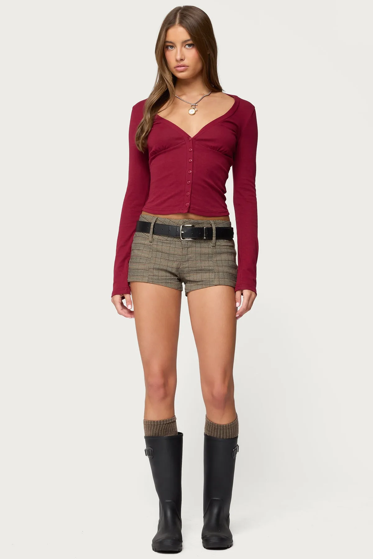 Charla V Neck Button Up Top sold by Edikted product image thumbnail 5