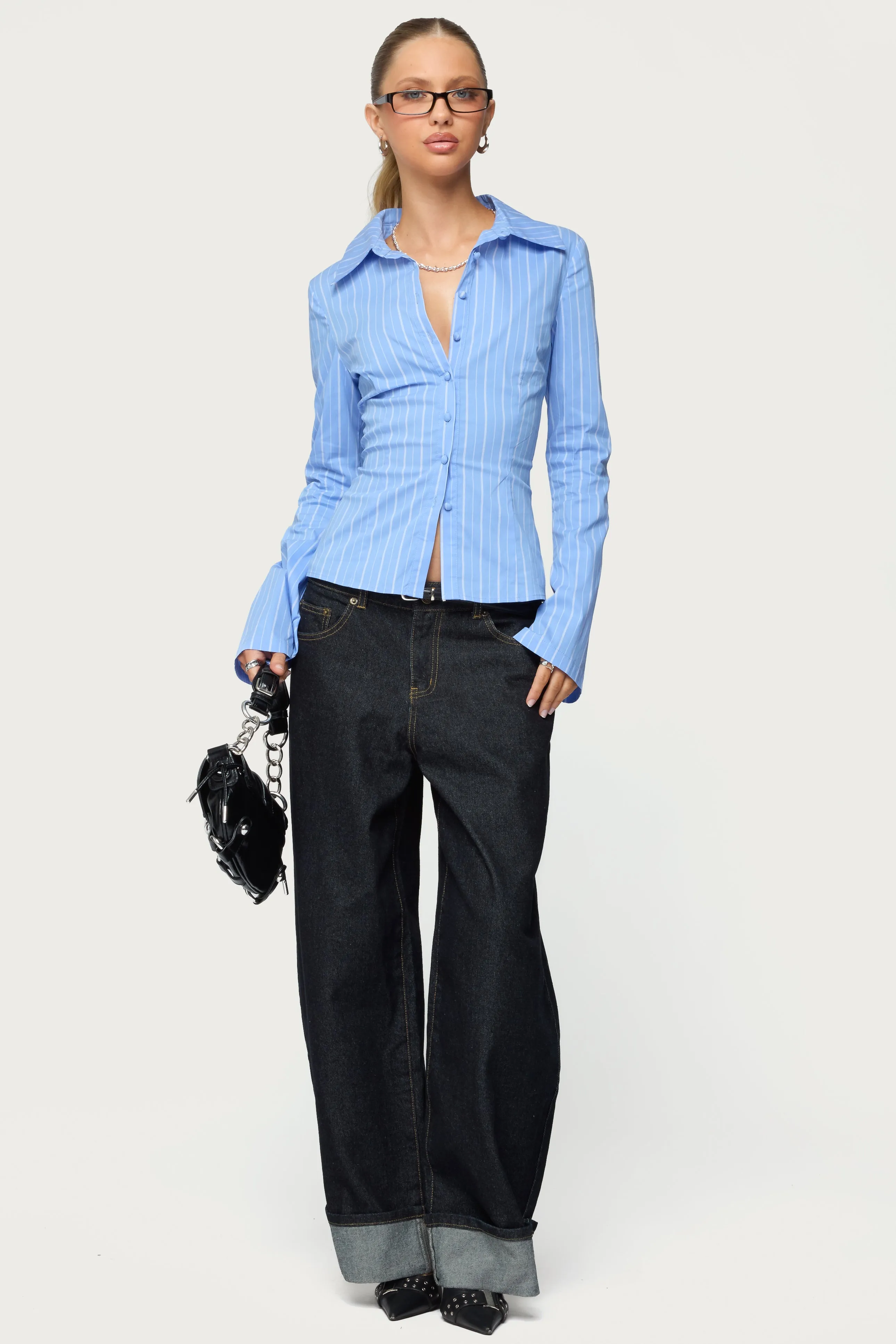 Petite Kella Low Rise Baggy Jeans sold by Edikted