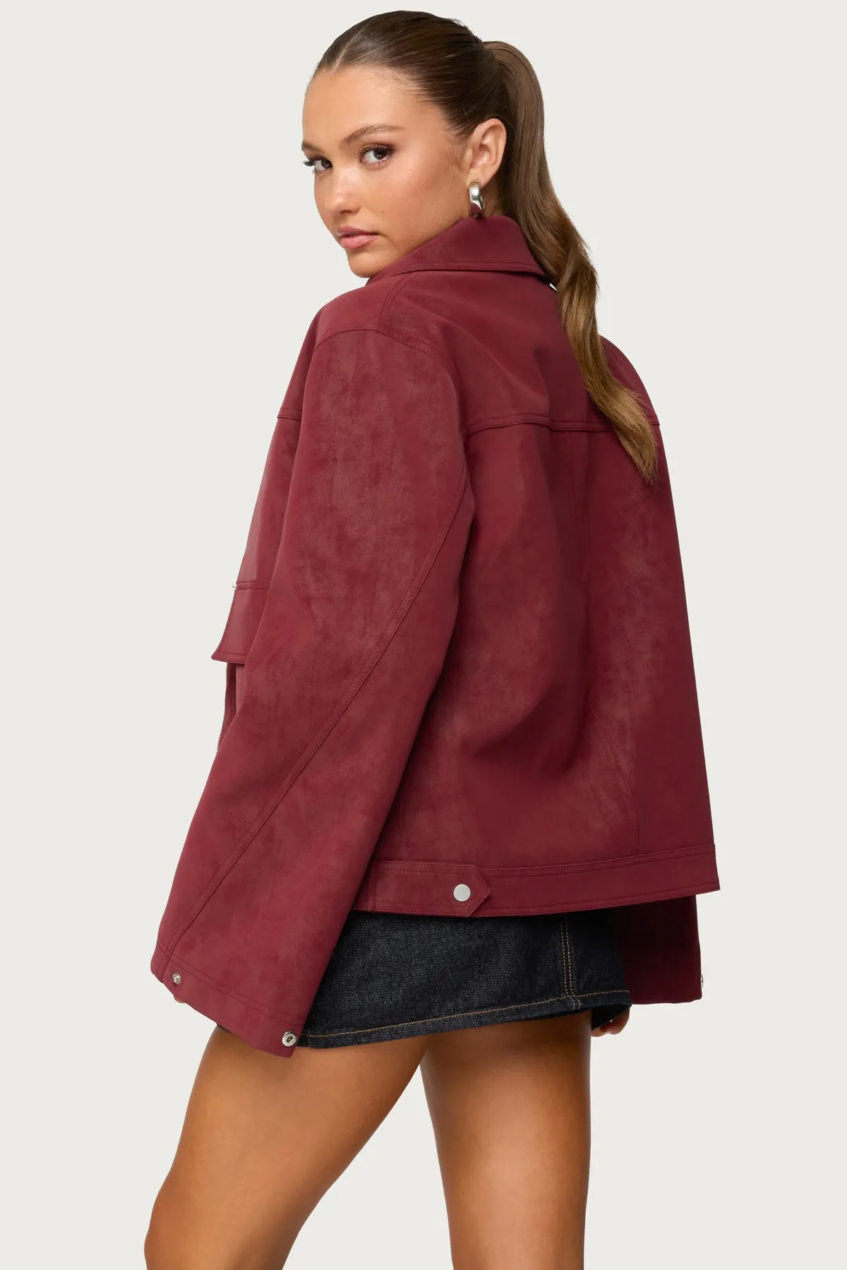 Annabelle Oversized Faux Suede Jacket sold by Edikted product image thumbnail 4