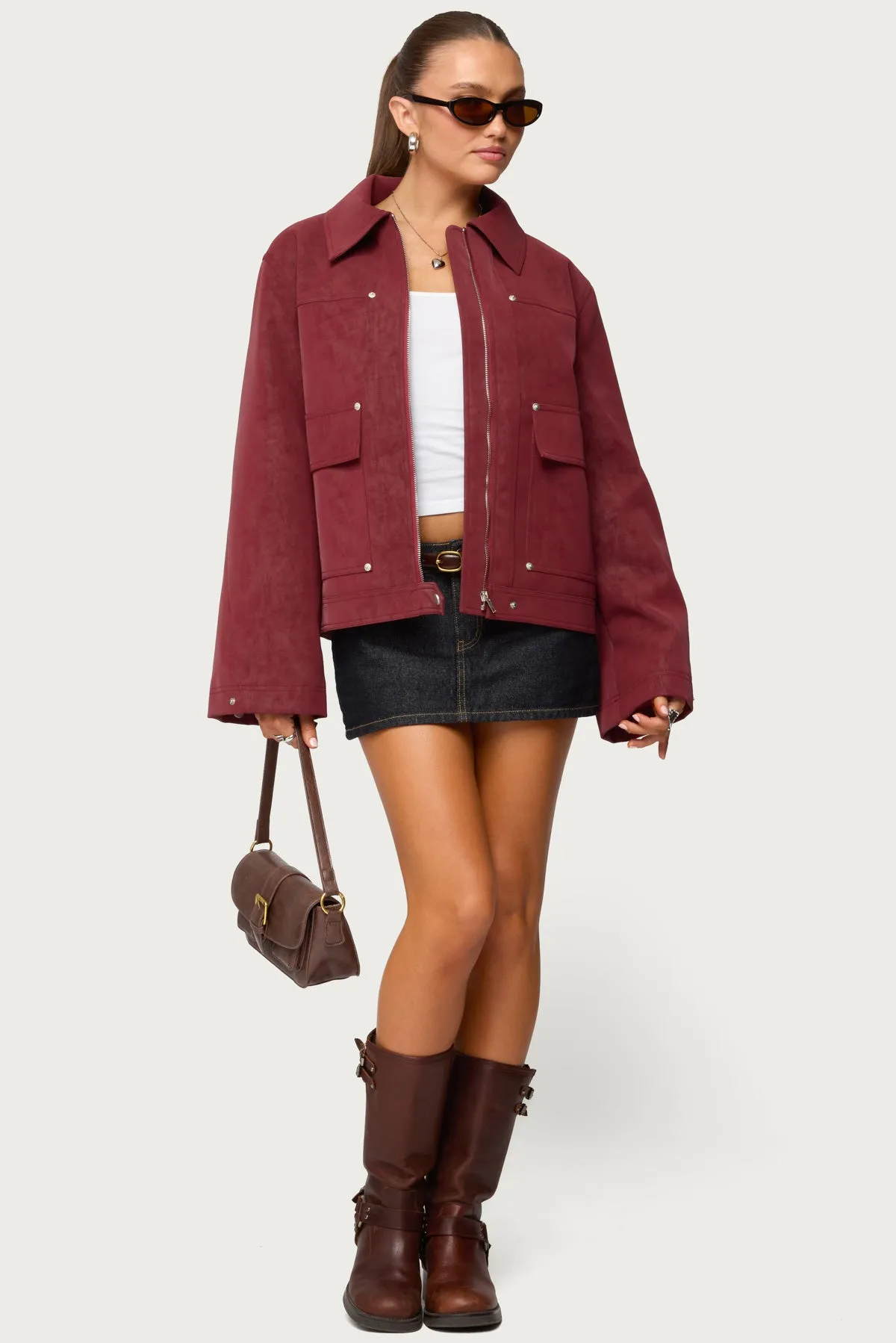 Annabelle Oversized Faux Suede Jacket sold by Edikted product image thumbnail 2