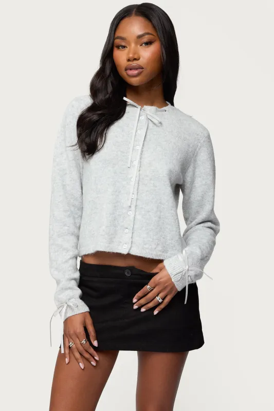 Vickie Ribbon Knit Cardigan sold by Edikted