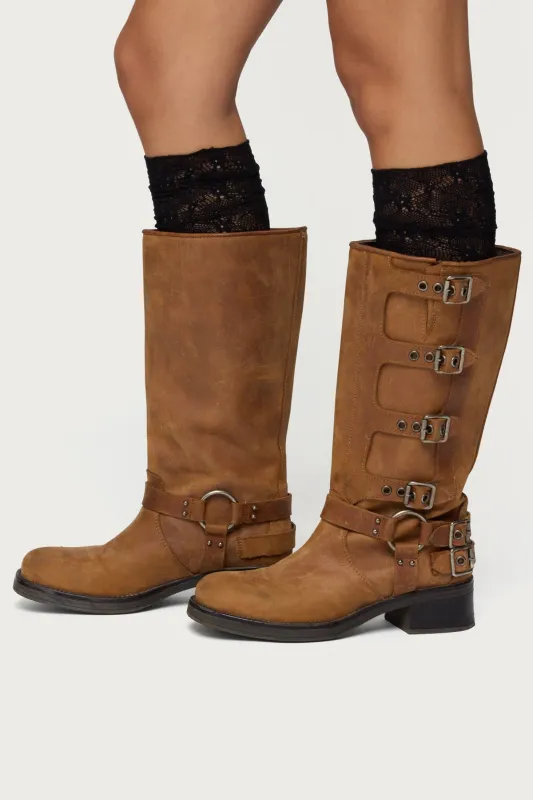 Lacey Layered Knee High Socks sold by Edikted