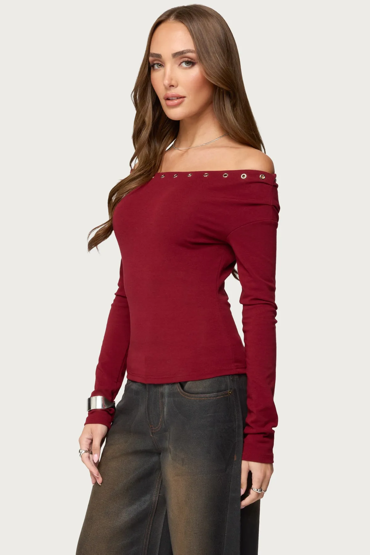 Rebekka Grommet Off Shoulder Top sold by Edikted product image thumbnail 3