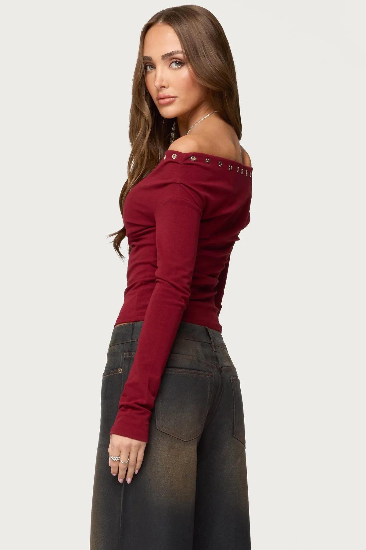 Rebekka Grommet Off Shoulder Top sold by Edikted product image thumbnail 5