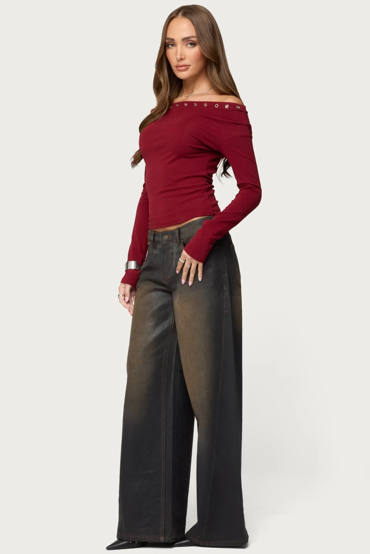 Rebekka Grommet Off Shoulder Top sold by Edikted product image thumbnail 4