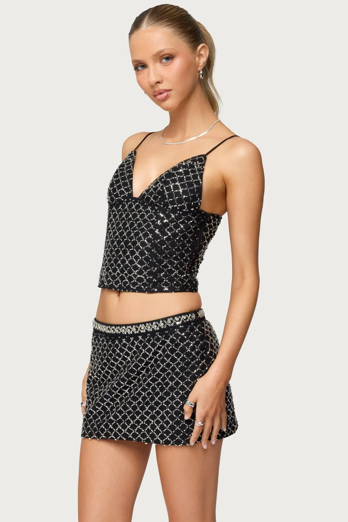 Jenny Beaded Mesh Boned Top sold by Edikted product image thumbnail 3