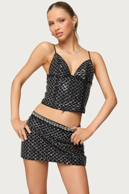 Jenny Beaded Mesh Boned Top sold by Edikted