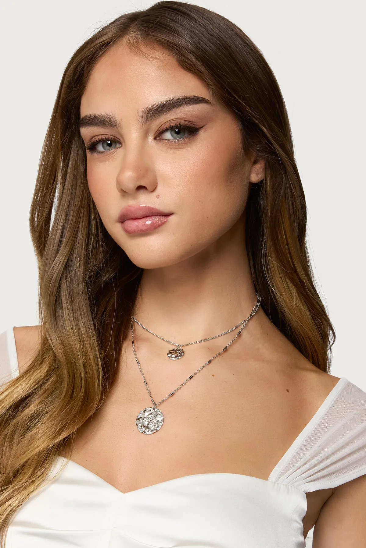 Textured Duo Layered Necklace sold by Edikted