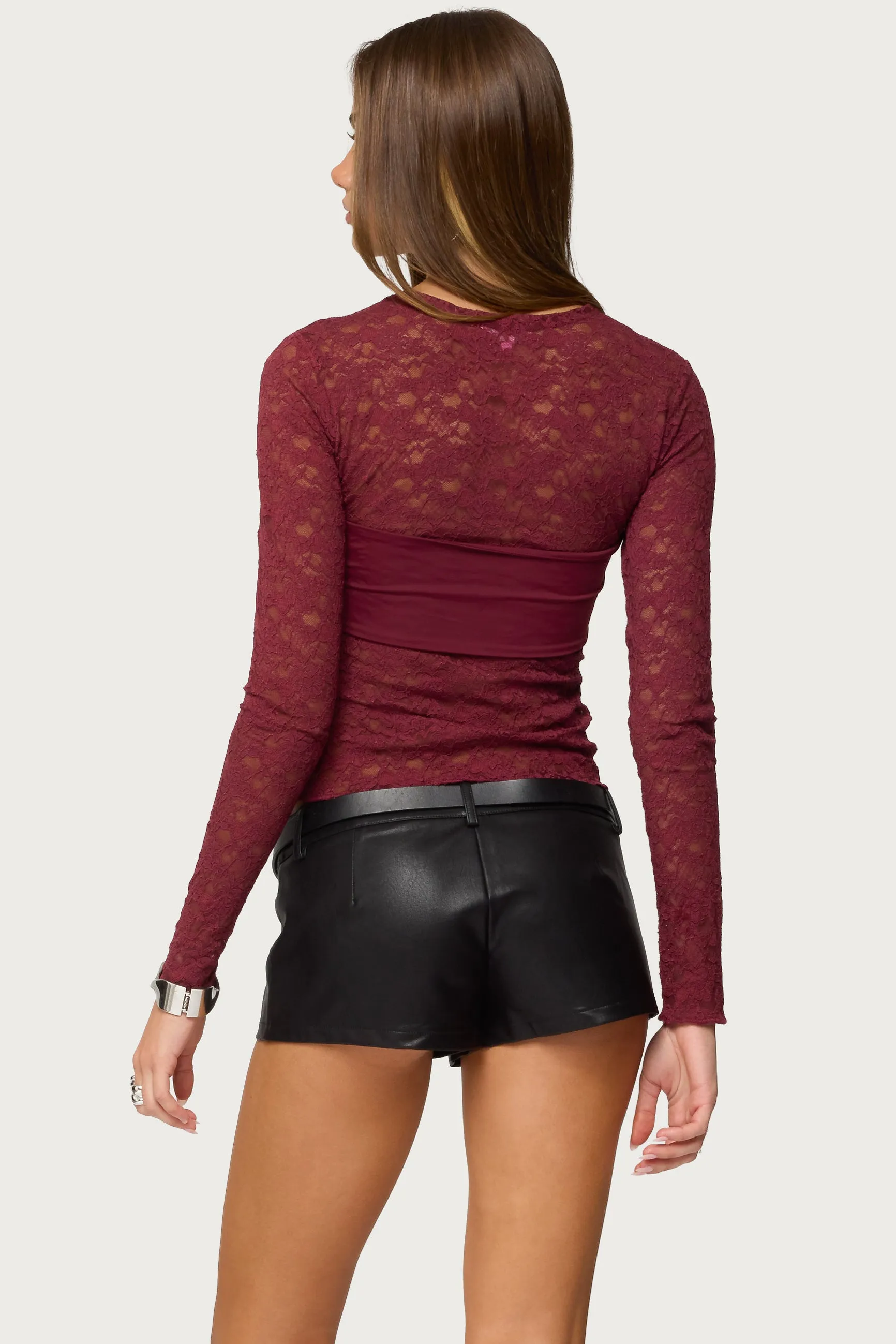 Rosette Bandeau Sheer Lace Top sold by Edikted product image thumbnail 5