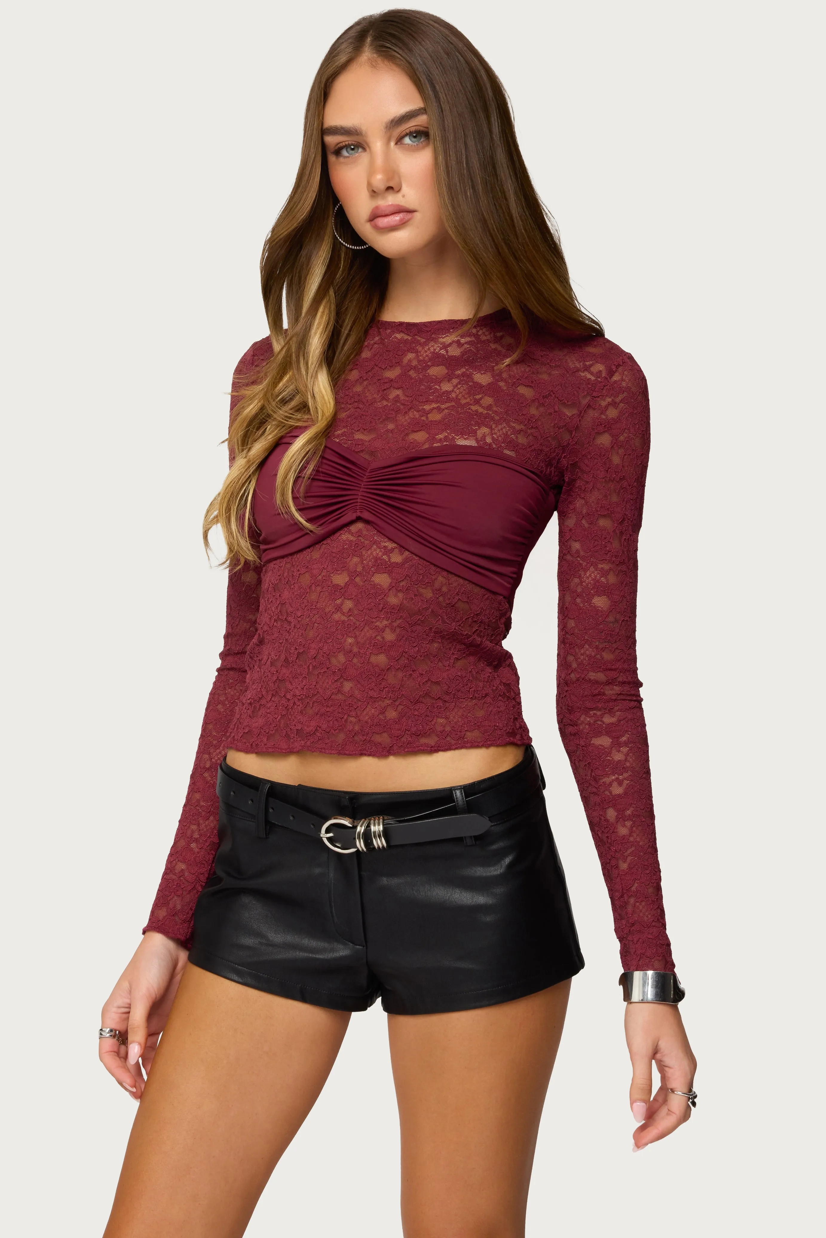 Rosette Bandeau Sheer Lace Top sold by Edikted product image thumbnail 3