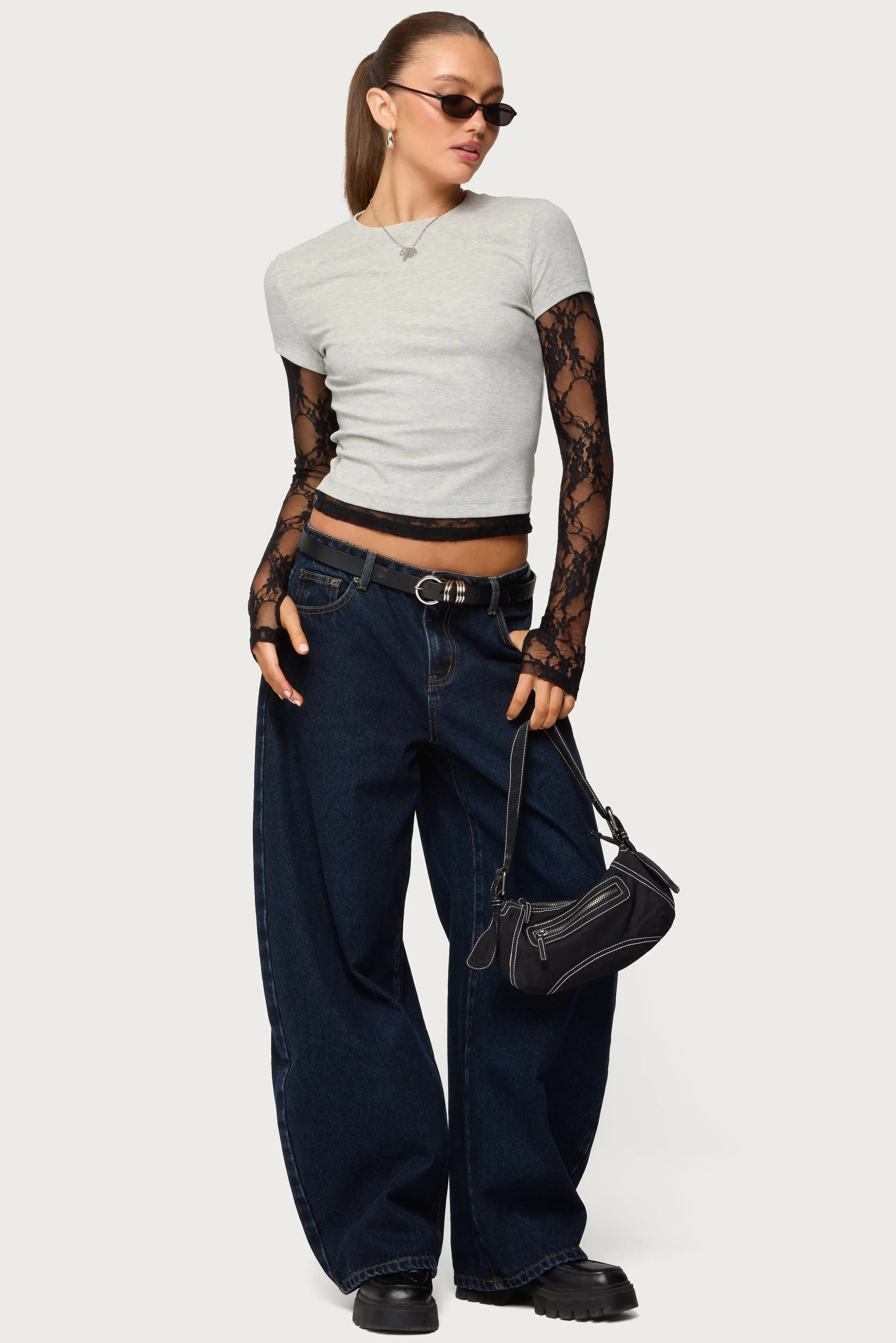 Layered Lace Sleeve Top sold by Edikted product image thumbnail 2