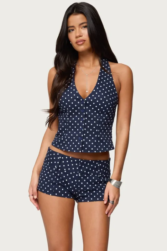Twyla Polka Dot Halter Top sold by Edikted