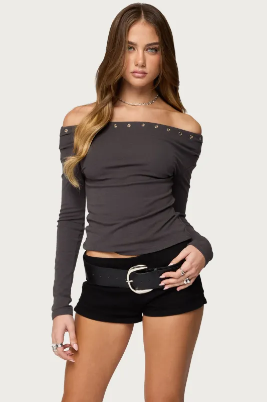 Rebekka Grommet Off Shoulder Top sold by Edikted