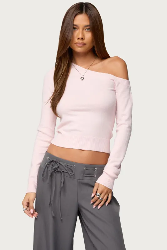 Mayson Off Shoulder Knit Top sold by Edikted