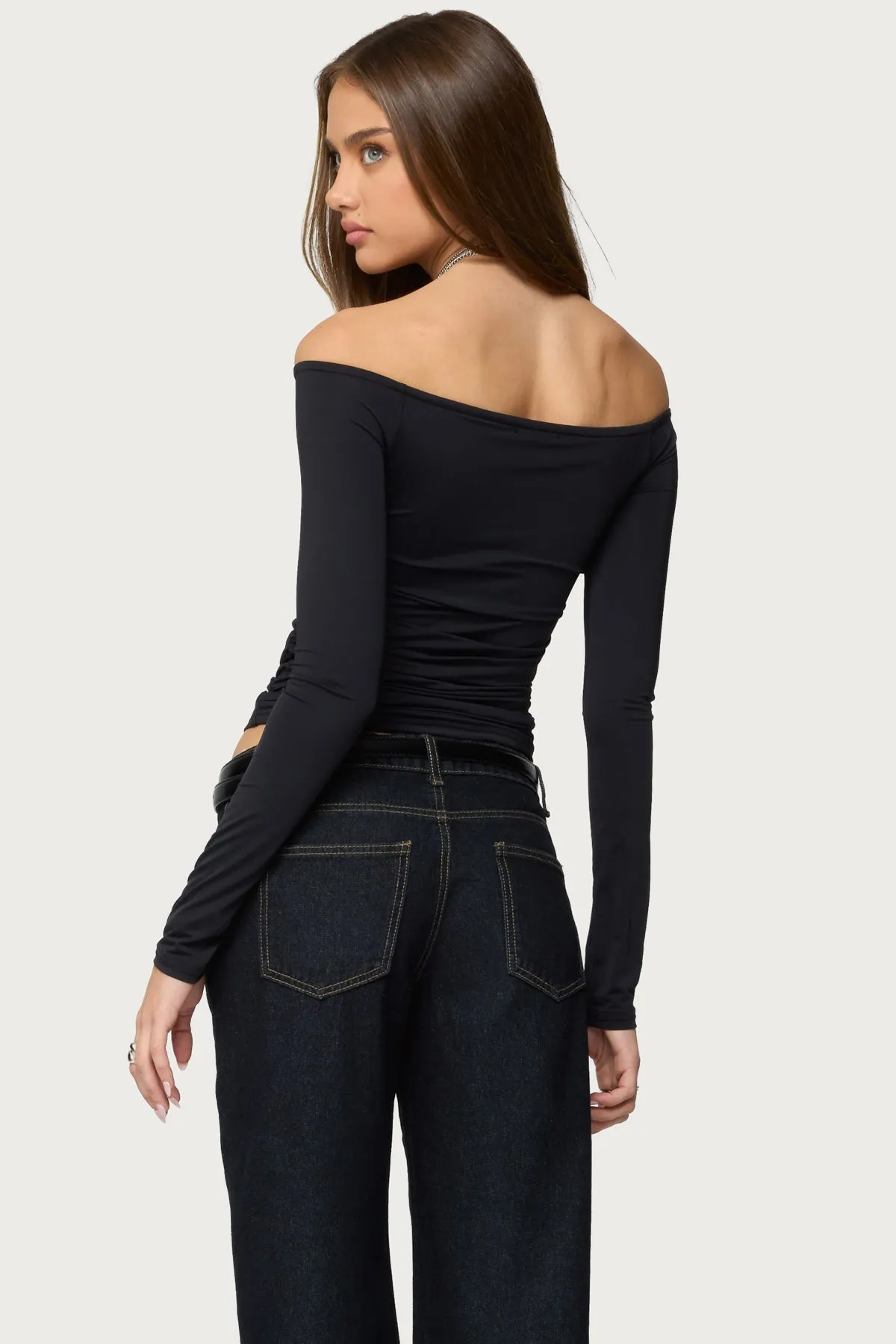 Halle Curved U Off Shoulder Top sold by Edikted product image thumbnail 5