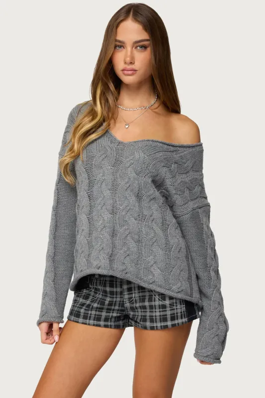 Inga Oversized Cable Knit Sweater sold by Edikted