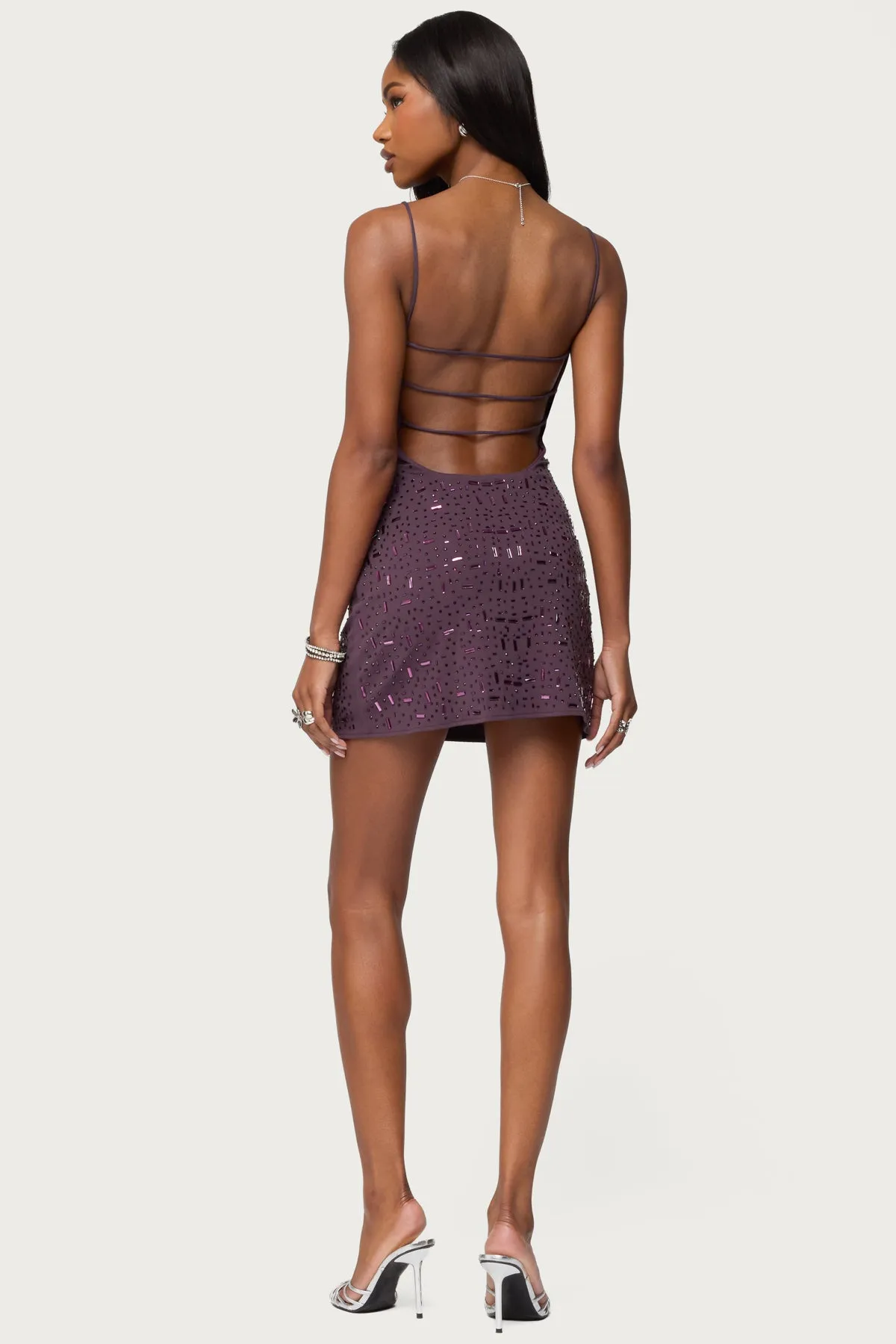 Stefanie Rhinestone Backless Mini Dress sold by Edikted product image thumbnail 2