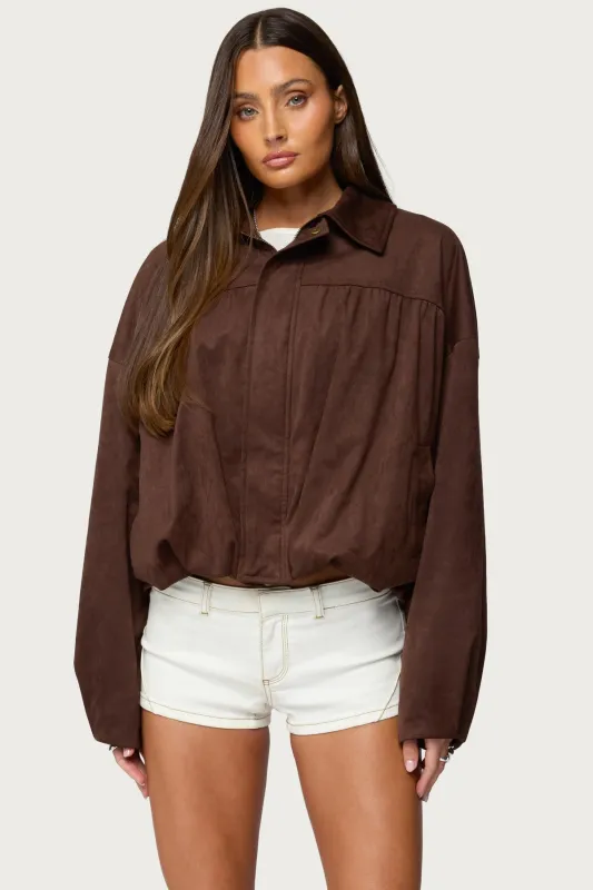 Alberta Faux Suede Bubble Jacket made by Edikted